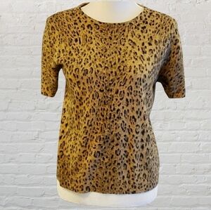 Sag Harbor Short Sleeve Cheetah Print Sweater VGUC